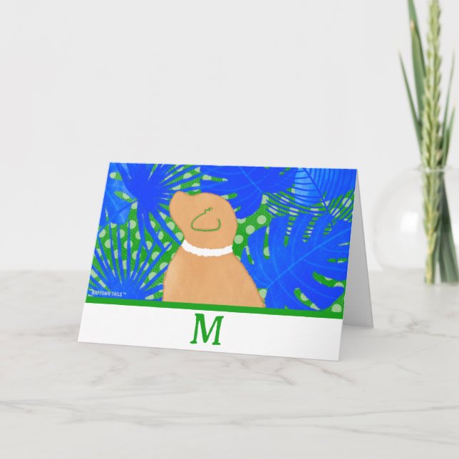 Blue Green Island Yellow Dog Card (Front)