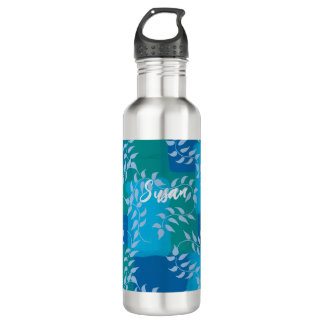 Blue Green Ivy Leaf Watercolor 710 Ml Water Bottle