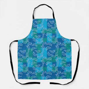 Blue Green Ivy Leaf Watercolor Apron