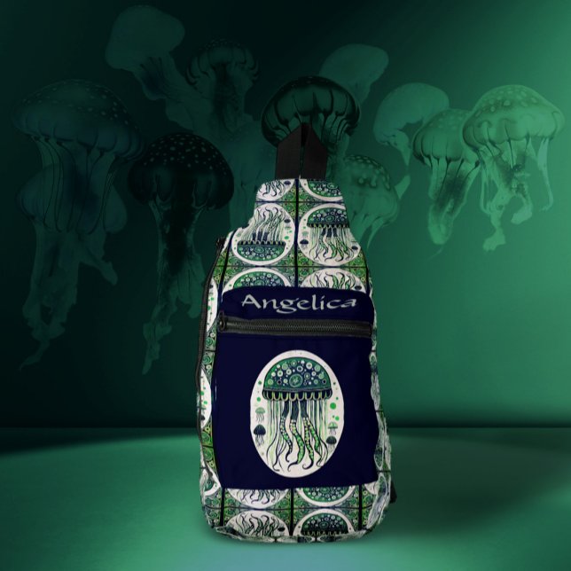 Blue green Jellyfish  Sling Bag (Creator Uploaded)