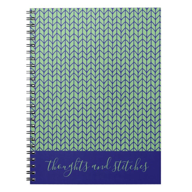 BLUE GREEN KNIT 6.5x8.75 Spiral Notebook + Text (Front)