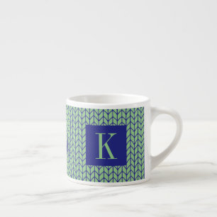 BLUE GREEN KNIT Espresso Cup + Initial II