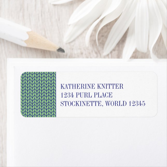 BLUE GREEN KNIT Return Address Labels  (Insitu)