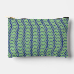 BLUE GREEN KNIT Small Accessory Pouch