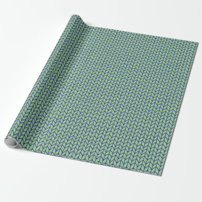 BLUE GREEN KNIT Wrapping Paper  (Unrolled)
