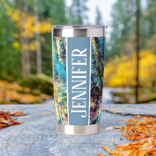 Blue Green Labradorite Gemstone Insulated Tumbler