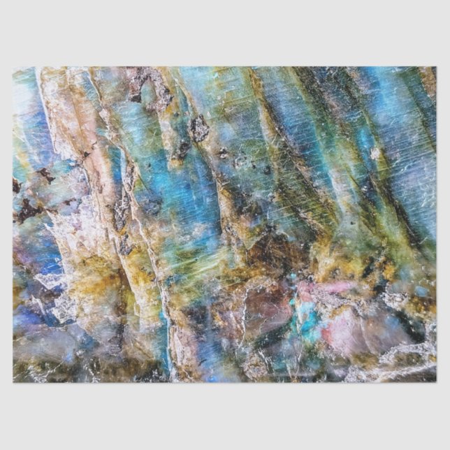 Blue Green Labradorite Gemstone Tissue Paper (Front)