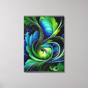 blue green leafy abstract canvas print
