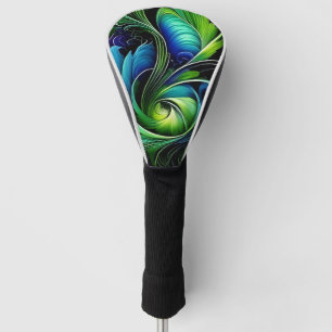 Blue Green leafy abstract Golf Head Cover