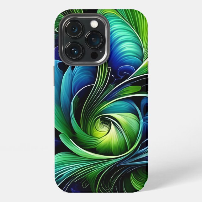 Blue Green leafy abstract iPhone Case (Back)