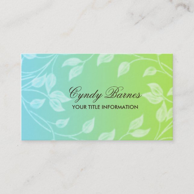 Blue Green Leaves Business Card (Front)