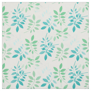 Blue Green Leaves Fabric