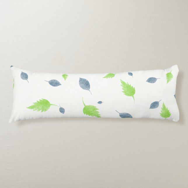 Blue & Green Leaves Pattern  Body Cushion (Front)