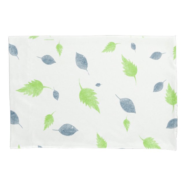 Blue & Green Leaves Pattern  Pillowcase (Front)