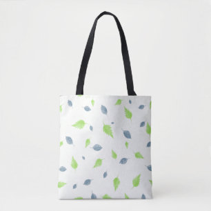 Blue & Green Leaves Pattern Tote Bag