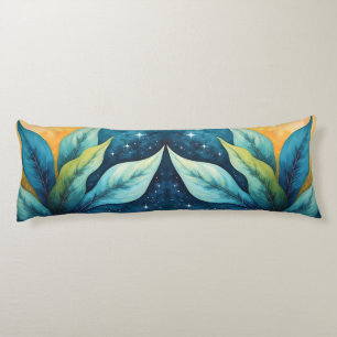 Blue Green Leaves Sun and Stars Body Cushion