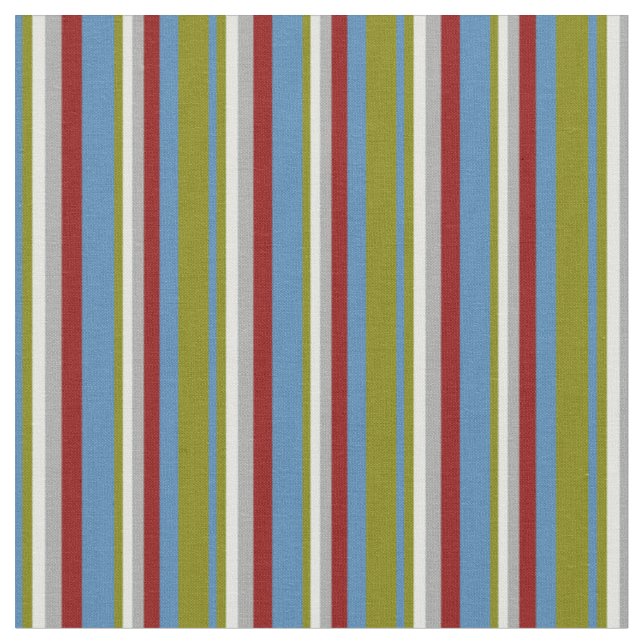 Blue, Green, Light Cyan, Dark Grey & Dark Red Fabric (Close Up)