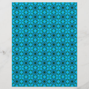 Blue & Green Lilies & Plaid Scrapbook Craft Paper