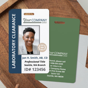 Blue Green Logo Entry Employee Photo ID ID Badge