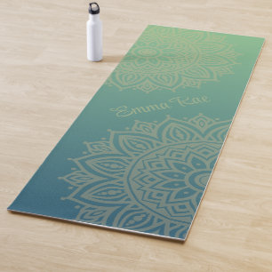 Blue Green Mandala Gradient Yoga Mat