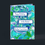 Blue Green Marble Art Happy Birthday Brother Card<br><div class="desc">Personalised Happy Birthday to the Best Brother blue,  green and teal swirled marble fluid art blank card.</div>
