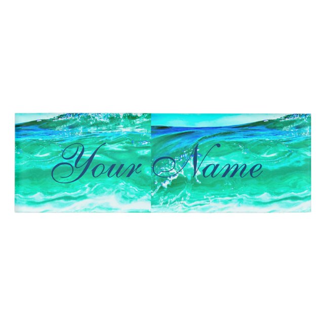 blue/green maui wave Thunder_Cove Name Tag (Front)