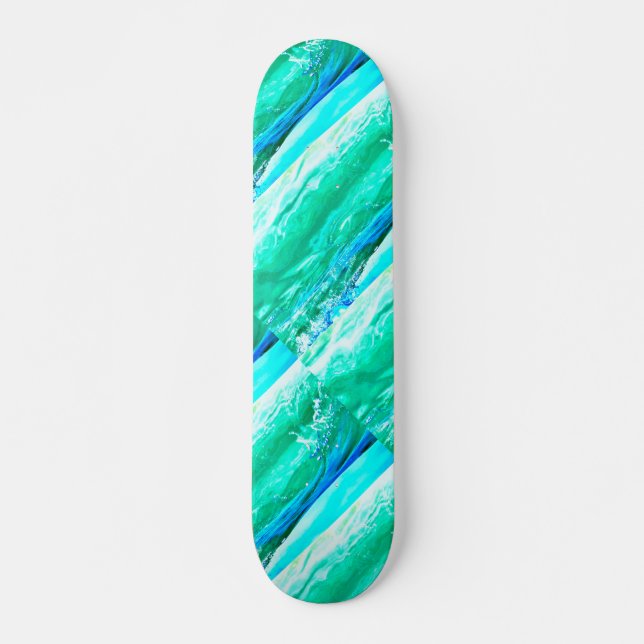 blue/green Maui waves Thunder_Cove Skateboard (Front)
