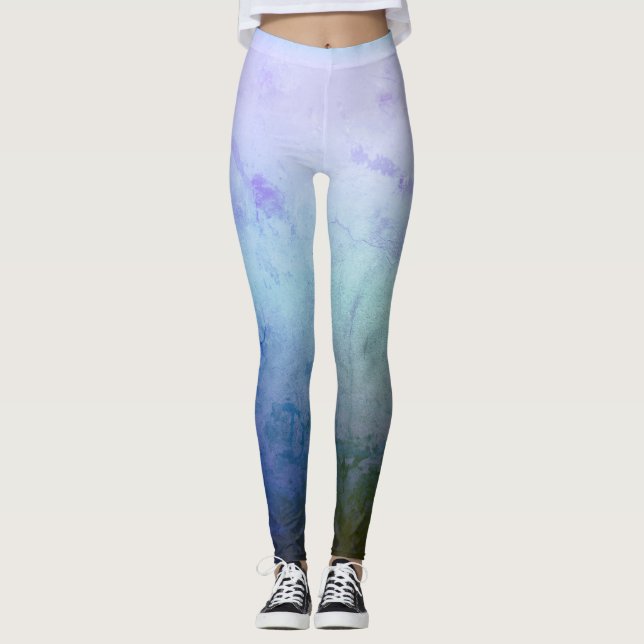 Blue, Green , Melody Mood Custom Leggings (Front)