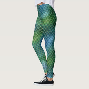 Blue Green Mermaid Scale  Leggings
