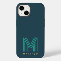 Blue Green Minimalist Bold Monogram