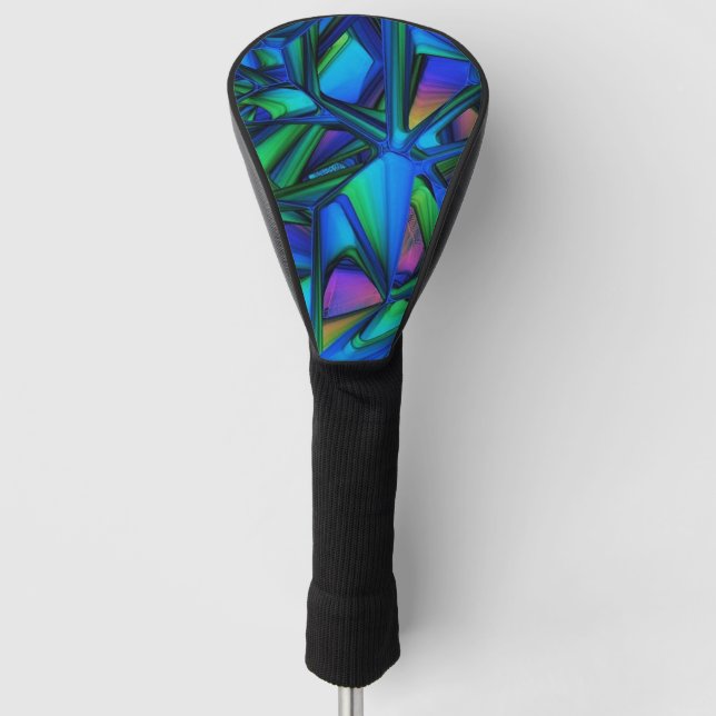 Blue & Green Modern Abstract Golf Head Cover (Front)