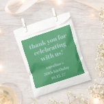 Blue Green Modern Custom 50th Birthday Thank You Favour Bags<br><div class="desc">Thank your guests in style with these Elegant Green Personalised Birthday Favour Bags, perfect for celebrating a special milestone. Featuring a minimalist design with clean white text on a classic green background, these favour bags are ideal for holding small treats or keepsakes. Perfect for 50th birthday parties, milestone celebrations, or...</div>