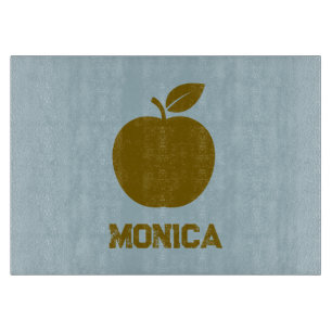 Blue green modern script name  cutting board
