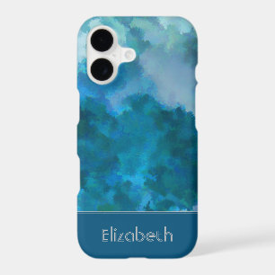 Blue & Green Modern Watercolor Custom Monogrammed