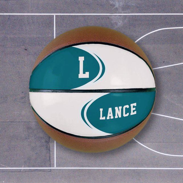 Blue Green Monogram Personalised Basketball (Creator Uploaded)
