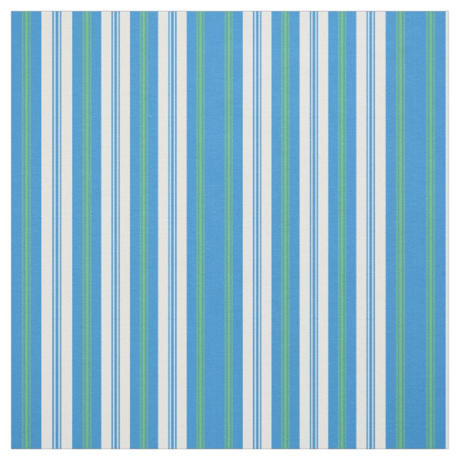 Blue, Green Morning Glory Deckchair Stripes Fabric (Swatch)