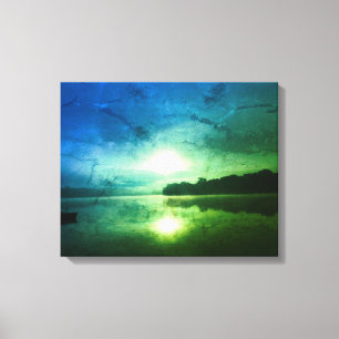 Blue Green Morning Sunrise abstract at CT River Canvas Print