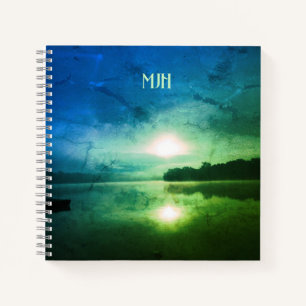 Blue Green Morning Sunrise abstract at CT River Notebook