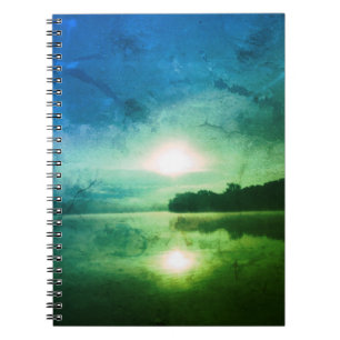 Blue Green Morning Sunrise abstract at CT River   Notebook