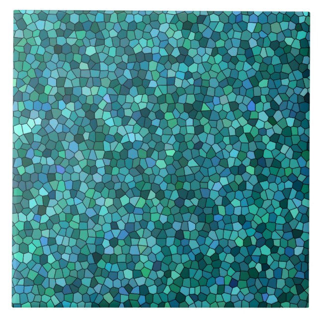 Blue Green Mosaic Pattern Tile (Front)