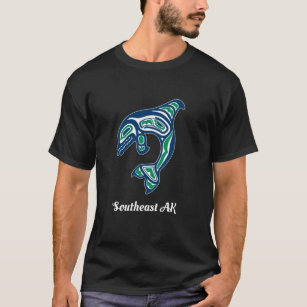 Blue Green Native American Southeast AK Orca Kille T-Shirt
