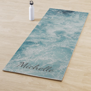 Blue Green Ocean Summer Beach Waves Custom Yoga Mat