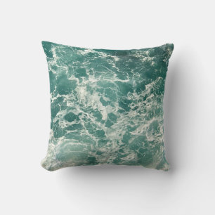 Blue Green Ocean Waves Cushion
