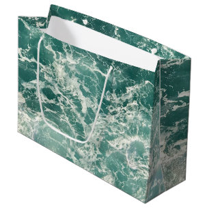 Blue Green Ocean Waves  Large Gift Bag