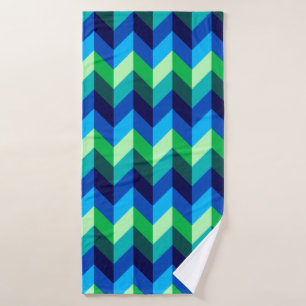 Blue Green Ombre Chevrons Bath Towel