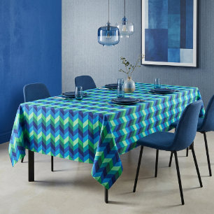 Blue Green Ombre Chevrons Large Tablecloth
