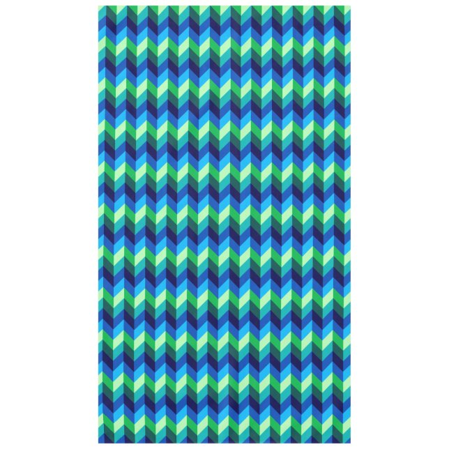 Blue Green Ombre Chevrons Large Tablecloth (Front)