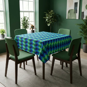 Blue Green Ombre Chevrons Small Tablecloth