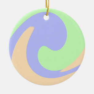 Blue green ombre fluid marble boho bold pattern  ceramic tree decoration