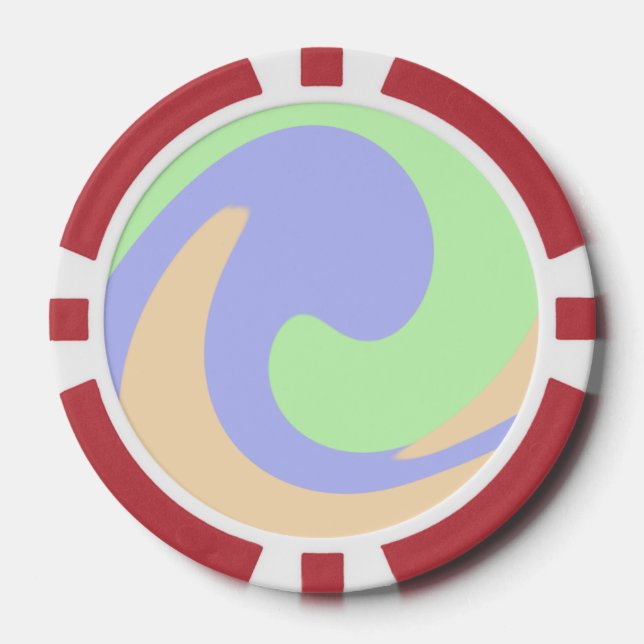 Blue green ombre fluid marble boho bold pattern  poker chips (Front)